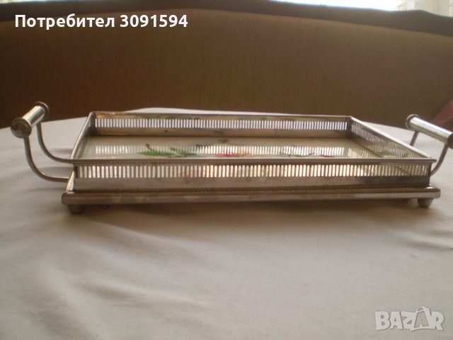 Винтидж стара   поднос  от порцелан метал , снимка 6 - Аксесоари за кухня - 38736798