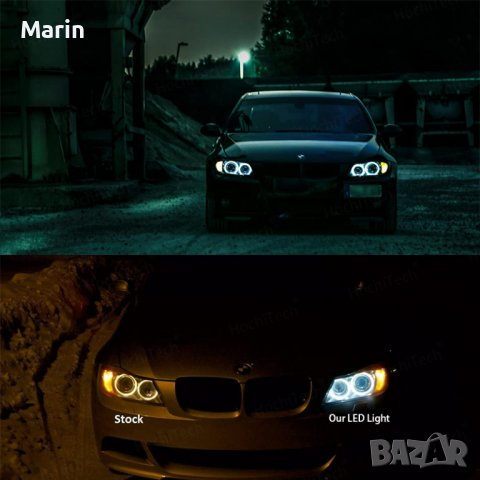 Комплект ярки LED крушки за ангелски очи на BMW E90,Е91 пре фейслифт - бели, без грешки!, снимка 3 - Аксесоари и консумативи - 37443449