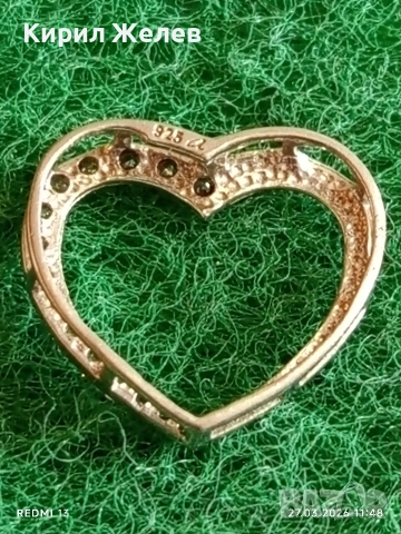Сребърна висулка във формата на сърце ❤️ с кристали 51759, снимка 4 - Колиета, медальони, синджири - 53994361