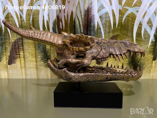 Декорация,скулптура глава на дракон от полиран бронз ХХL, снимка 2 - Декорация за дома - 49322064