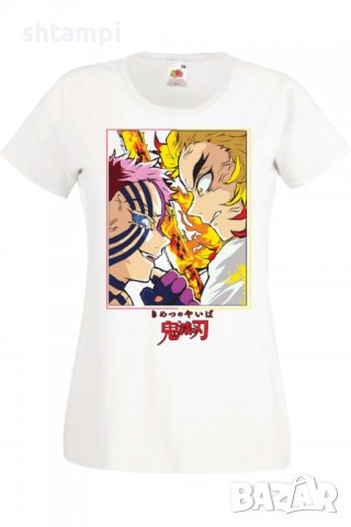 Дамска тениска Demon Slayer Rengoku VS Akaza,Анимация,игра,Празник,Повод., снимка 2 - Тениски - 38058329