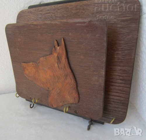 стара дървена стойка   - закачалка с куче, пано, снимка 2 - Пана - 29185654