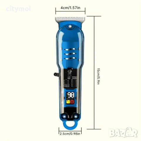 Машинка за подстригване, прозрачна, с ножове от неръждаема стомана, Li-Ion батерия, LED дисплей, снимка 4 - Машинки за подстригване - 50564897