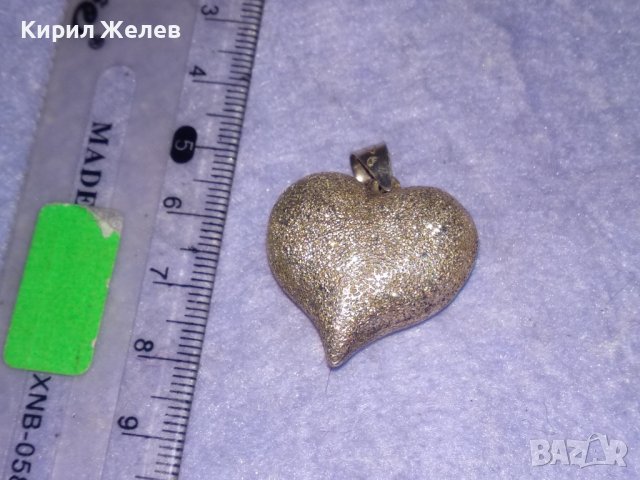 СРЕБЪРЕН МЕДАЛЬОН СЪРЧИЦЕ СРЕБРО 925 с БЯЛА ПОЗЛАТА РОМАНТИЧЕН АРТ ПЕНДАНТ 36401, снимка 3 - Колиета, медальони, синджири - 39535607