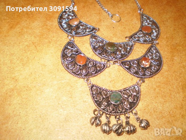 Ретро накит бял метал с ахат, снимка 2 - Други ценни предмети - 39237735