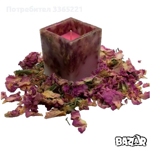 Куб с рози свещ, снимка 1 - Ръчно изработени сувенири - 37941524