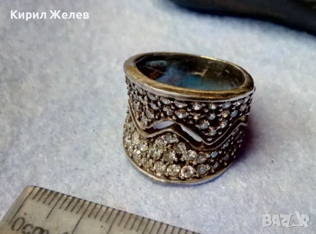 ФЕШЪН СКЪПОЦЕНЕН СРЕБЪРЕН ПРЪСТЕН МАТИРАНО СРЕБРО 925 ИНКРУСТИРАН с ИСКРЯЩИ ФАСЕТИРАНИ ЦИРКОНИ 25217, снимка 8 - Пръстени - 49273159