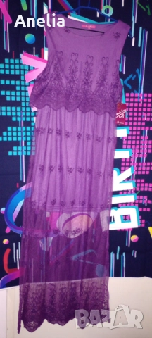 Дамска Рокля М размер в Лилаво Циклама с бродерия, снимка 7 - Рокли - 52559009