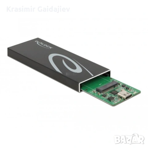 DeLOCK M.2 SATA SSD кутия за диск, черен, с USB-C, снимка 3 - Кабели и адаптери - 53094825