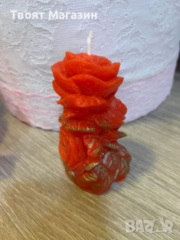 Свежа свещ във формата на роза в розов и червен Цвят, снимка 6 - Подаръци за рожден ден - 52681113