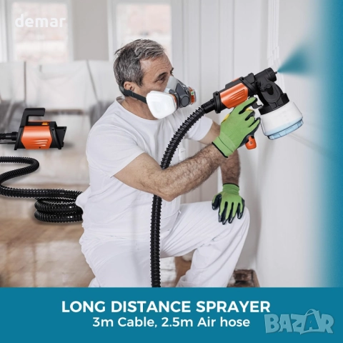 Пистолет за боядисване Tilswall Shark 800 HVLP, електрически с контейнер 1300 мл, 4 дюзи, 3 режима, снимка 5 - Други инструменти - 52535008