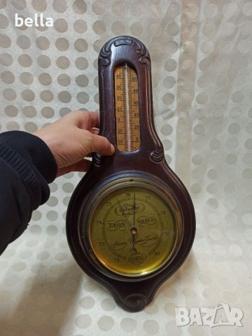 Стар барометър ,термометър, снимка 3 - Други ценни предмети - 39632067