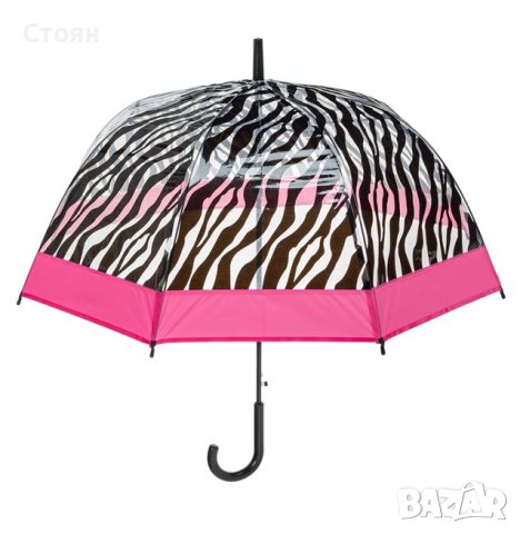 Чадър с шарка черна зебра и райе във цвят фуксия по периметъра 80cm, снимка 2 - Други - 42877102