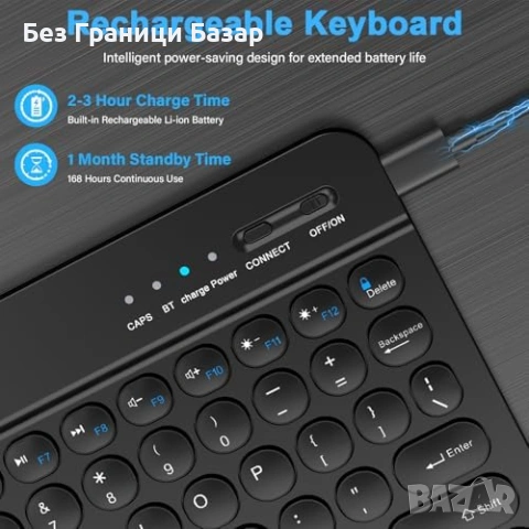 Нова Bluetooth клавиатура за iPad 10/11 Gen таблет Type-C презареждаема, снимка 2 - Клавиатури и мишки - 54133270