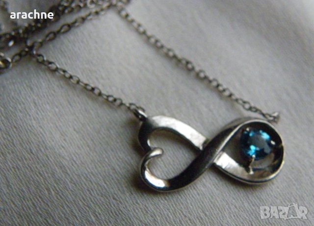 Американско сребърно колие с "Його сапфир", снимка 2 - Колиета, медальони, синджири - 35105468