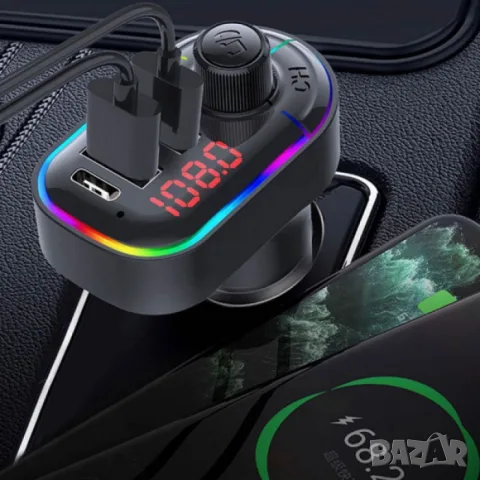 FM трансмитер 12V/24V с Bluetooth USB SD и Type-C, снимка 4 - Аксесоари и консумативи - 55865642