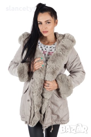 Двулицево яке/парка в бежов цвят, снимка 7 - Якета - 44445539