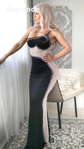 Елегантна вталена рокля с камъчета , снимка 2 - Рокли - 51739262