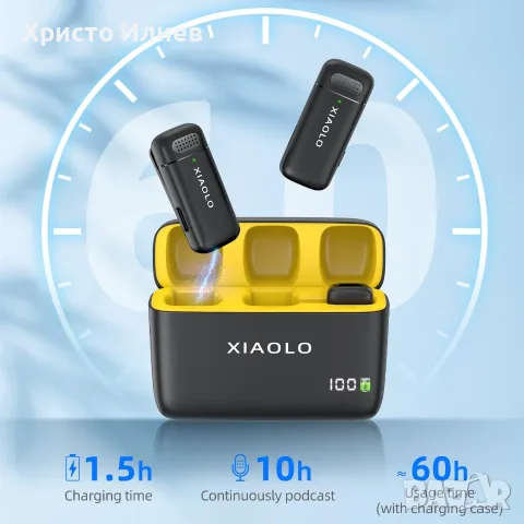 Безжичен микрофон за iPhone с шумопотискане и калъф за зареждане, снимка 3 - Микрофони - 56158846