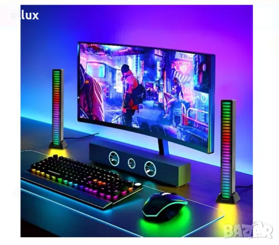 Геймърска лента 32 LED със звуково активиране 7 RGB цветови режима, снимка 2 - Друга електроника - 49631919