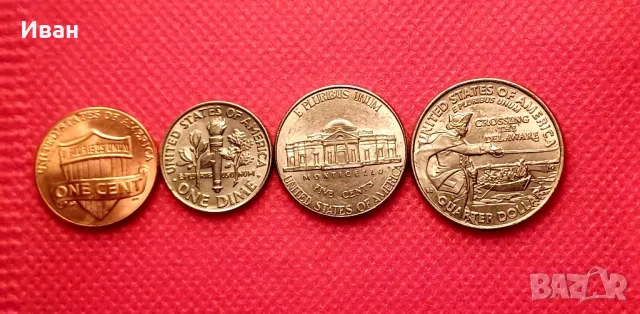 Монети от САЩ - 1, 5,10 и 25 цента