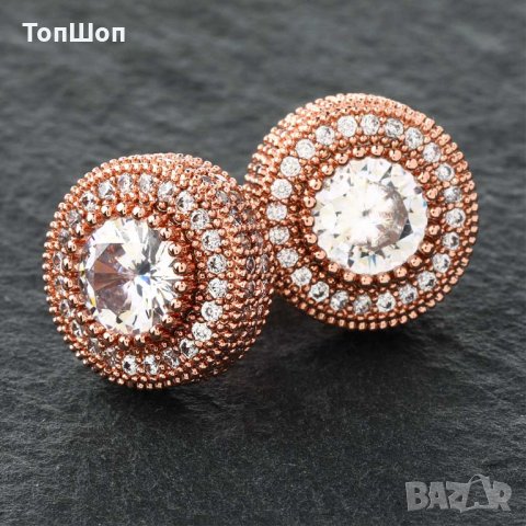 Bling Bling Хип Хоп - Обеци с камъни - 3 Модела, снимка 4 - Обеци - 30238630