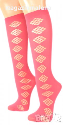 Fibrotex 30DEN дамски коралени фигурални чорапи до коляното Фибротекс три четвърти чорапи от корал , снимка 1 - Дамски чорапи - 21790624