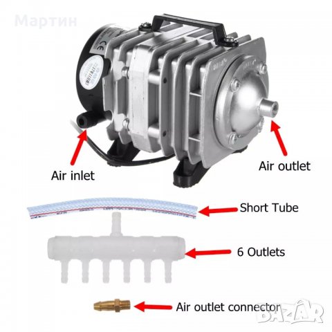 25W 45L / min Електромагнитна въздушна компресорна помпа за кислород въздух - аквариум, снимка 9 - Други - 24653539