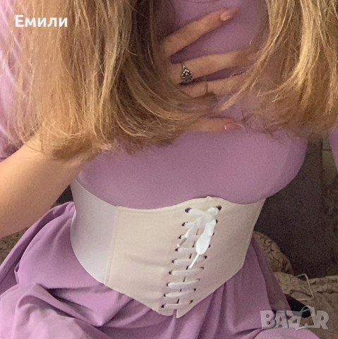  Корсет колан от еко кожа в бял цвят , снимка 2 - Колани - 36465030