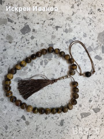 Броеница Тигрово око, снимка 3 - Антикварни и старинни предмети - 38219780