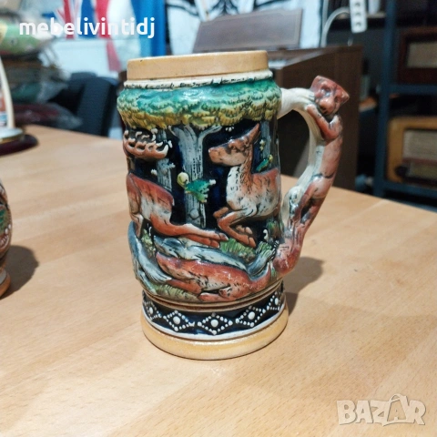 Германски бирени халби с релефна декорация, снимка 3 - Чаши - 53651469