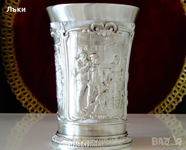 Калаена халба,чаша с авторски ловни картини 600 мл. 