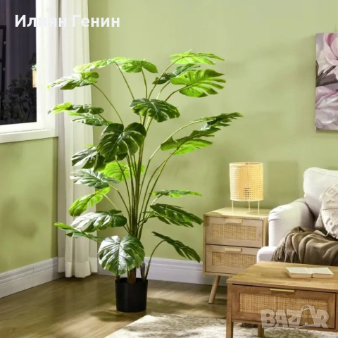 HOMCOM 180 см изкуствено растение Monstera , снимка 3 - Изкуствени цветя - 53941531