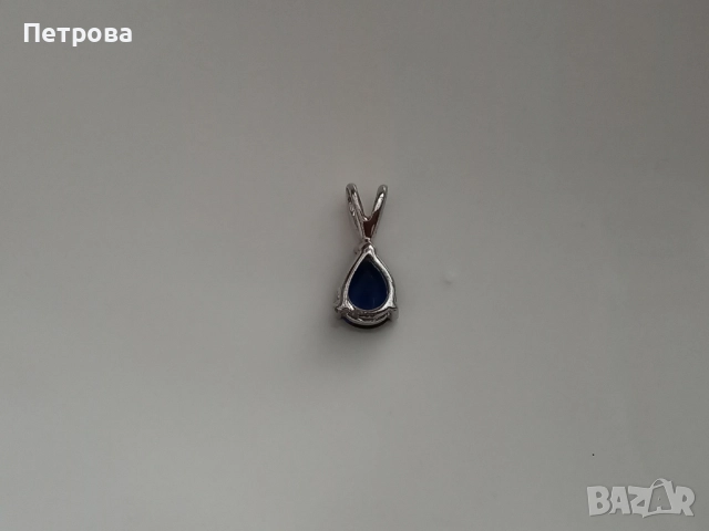 Сребърна висулка със син камък , снимка 4 - Колиета, медальони, синджири - 52040860