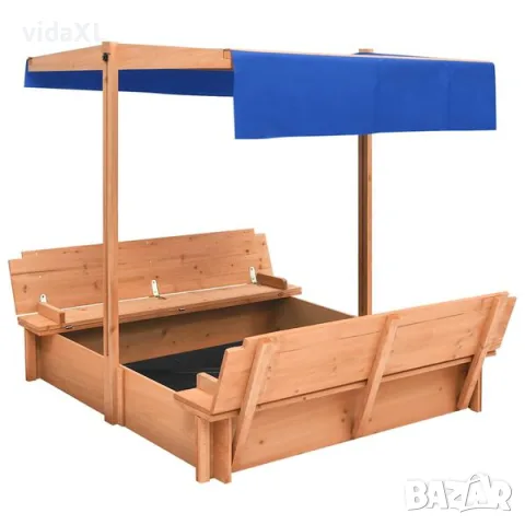vidaXL Пясъчник с покрив, чам, 112x112x112 см（SKU: 316474）, снимка 2 - Градински мебели, декорация  - 56123401