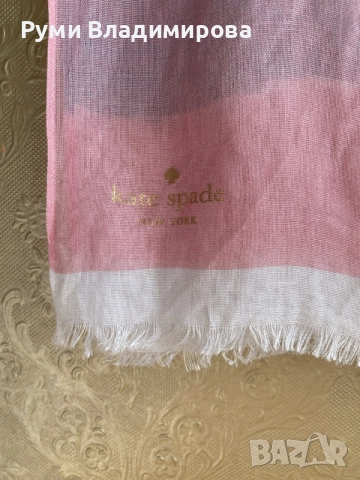 Розов шал на зелени крокодили, Kate Spade New York, снимка 5 - Шалове - 55800841