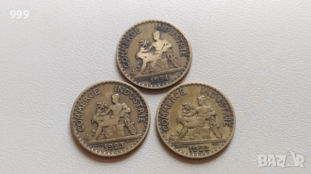  лот 50 сантима 1922 - 1927 и 1931 - 1939 * 1 франк 1922, 1923, 1924 Франция, снимка 6 - Нумизматика и бонистика - 51974673