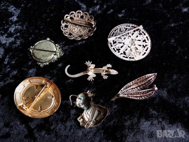 Стари брошки позлатени и посребрени, снимка 8 - Антикварни и старинни предмети - 44688532