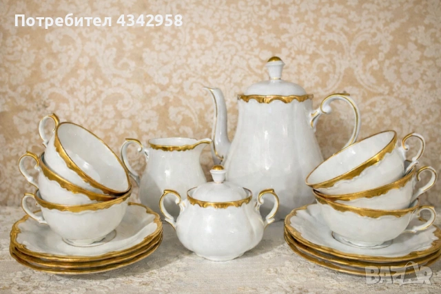 Винтажен порцеланов сервиз Triptis VEB, Германия (1949–1960 г.) – комплект за 6 души., снимка 2 - Антикварни и старинни предмети - 54127806