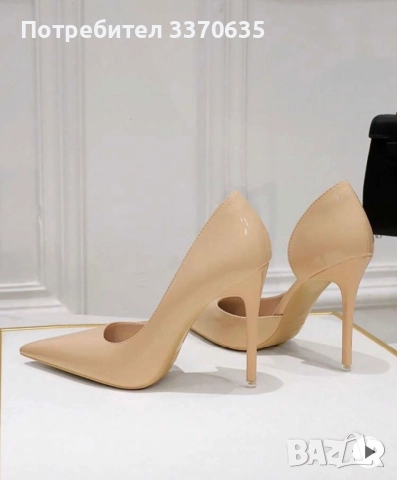 Дамски бежови високи обувки , снимка 5 - Дамски обувки на ток - 52031808