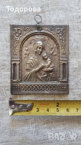 Стара посребрена иконка, снимка 3 - Антикварни и старинни предмети - 29422732