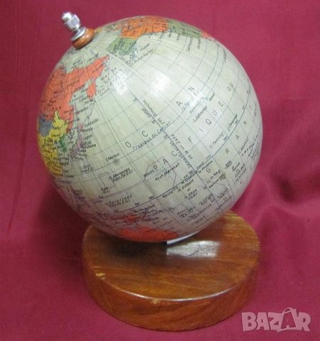 Винтич Мини Глобус с Дървена Поставка, снимка 2 - Антикварни и старинни предмети - 37030930