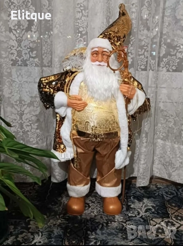 Луксозна коледна фигура Дядо Коледа в златно (50 / 70 / 90 см) , снимка 4 - Декорация за дома - 52775716