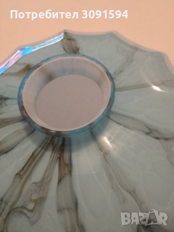 1920г-1930г Арт Деко абажур за лампа полилей двопластово къдраво стъкло, снимка 14 - Антикварни и старинни предмети - 42793577