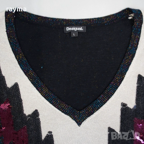 Desigual Maka дамски пуловер с ламе и пайети, снимка 7 - Блузи с дълъг ръкав и пуловери - 51832014