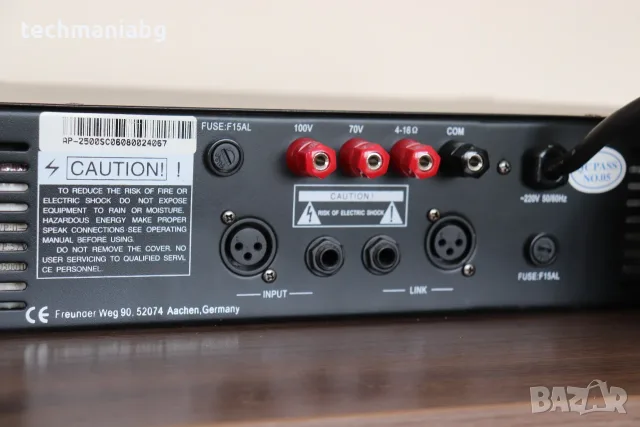Професионален PA усилвател HED AP-2500 – 660W / 100V / 70V / 4-16Ω, снимка 4 - Ресийвъри, усилватели, смесителни пултове - 56225655
