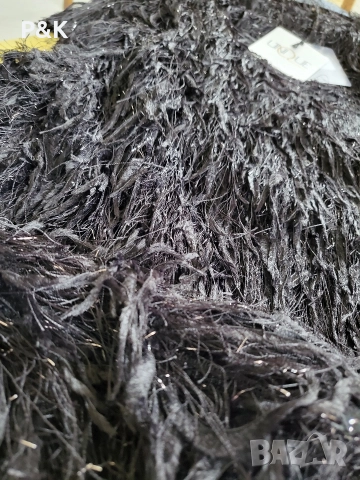 Черна рокля с пера и ресни, снимка 2 - Рокли - 52734580