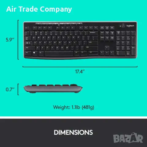 Комплект мишка и клавиатура Logitech – MK270, безжичен, черен Ново, снимка 7 - Клавиатури и мишки - 50222422