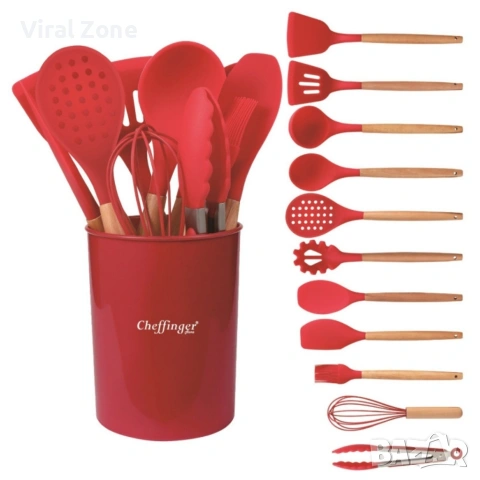Комплект 12 части кухненски прибори със стойка Cheffinger , снимка 15 - Прибори за хранене, готвене и сервиране - 53239718