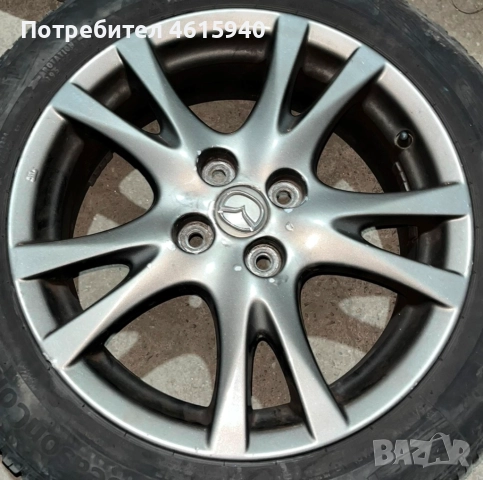 4х100мм MAZDA МАЗДА 4бр оригинални алуминиеви джанти 16" J6.5" ET50+4брвсесезонни гуми 195/55/16, снимка 5 - Гуми и джанти - 52655897